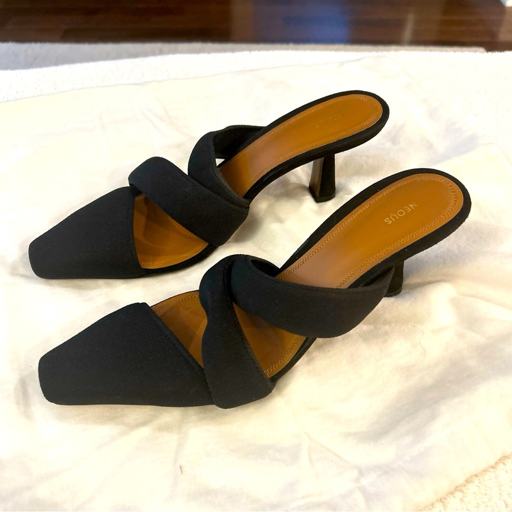 Neous Alpha recycled nylon mules in black 37 EU 6.5 US.  Made in Italy worn once